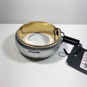 Dolce & Gabbana Silver Leather & Brass Bangle